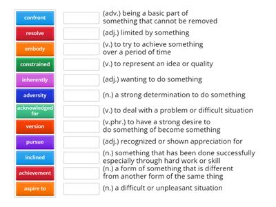 Match the word to the definition