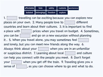 Different types of travel tasks