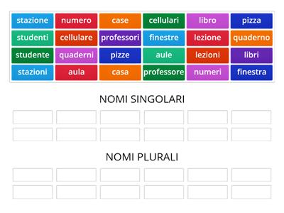 Attività Nomi - Singolare e plurale