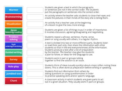 TKT Unit 17: Choose the correct name for each task