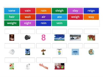 Long A homonyms (ai, ay, eigh, ei, ea, a-e) 