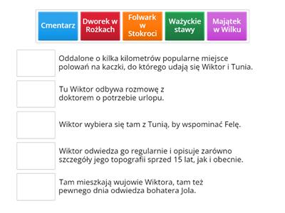 Dopasuj miejsca akcji do wydarzeń.