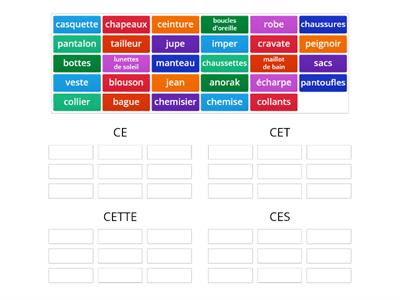 ce, cet, cette, ces + vêtements