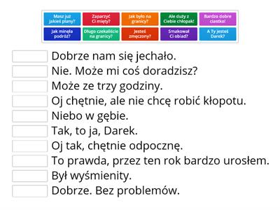 Uzupełnianie dialogów.