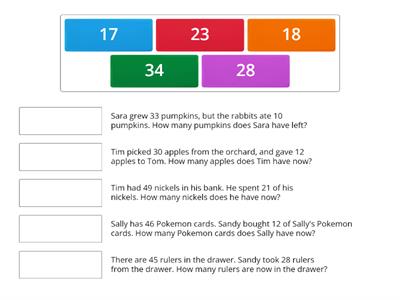 Subtraction Word Problems 