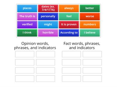 Fact and Opinion Signal Words