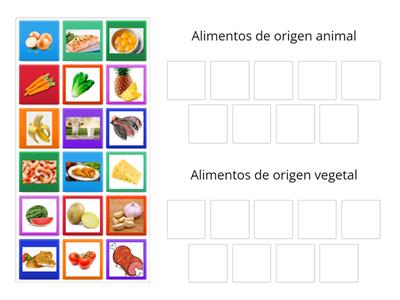 Clasificación de los alimentos, según su origen.