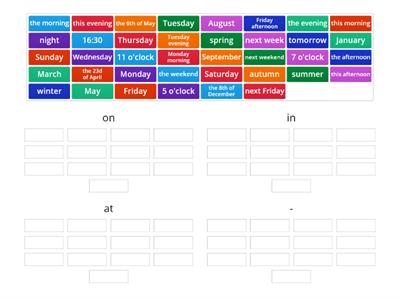 Prepositions of time - Solutions Elementary