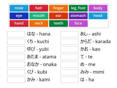 Body parts - Japanese