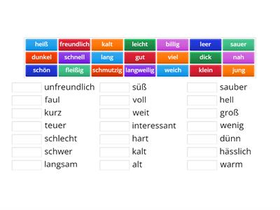 A1/2 Adjektive und Gegenteile
