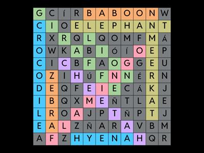 WILD ANIMALS WORDSEARCH OU5 U5
