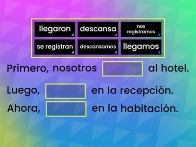 Completa la secuencia de eventos en los tiempos verbales apropiados