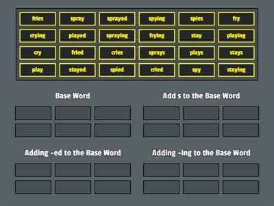 Sort 9    Y + Inflected Endings