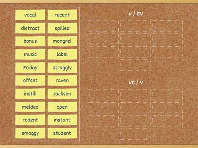 (113 PAF) V CV or VC V two syllable words 