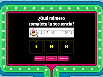 Conteo de 2 en 2, de 5 en 5 y de 10 en 10.