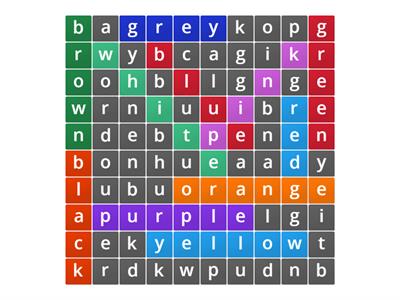 The colors wordsearch