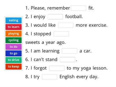 English Class A2+ unit 4 verb patterns