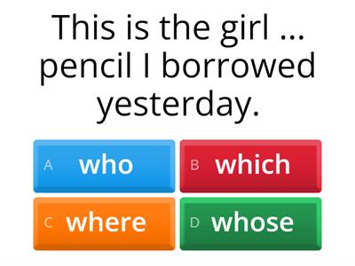 Defining relative clause quiz