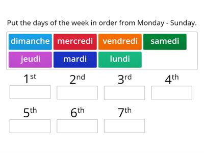 Les jours de la semaine