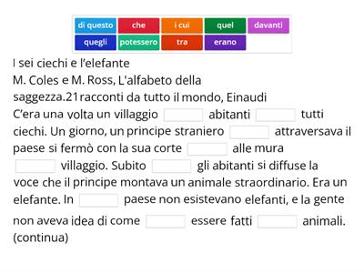 B1/B2-Cloze: I SEI CIECHI E L'ELEFANTE