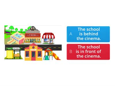 Super Minds 2 unit 3 Prepositions of place. In town. (in front of, behind, between, next to)