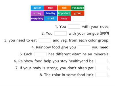 Rainbow food- Cool unit 3 p. 66