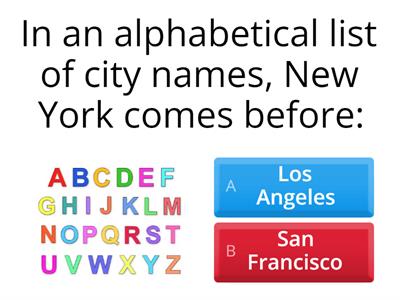 Entry 2 reading exam - Alphabetical Order