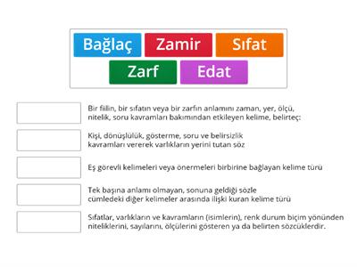 Dilbilgisi kavramları eşleştirme.