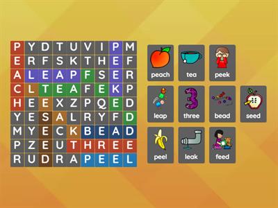 Vowel Team ea & ee WORD SEARCH