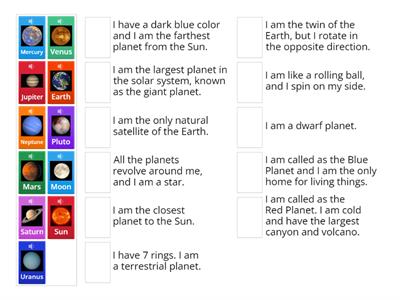 match the facts with planets