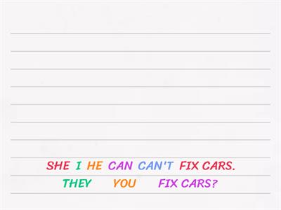 Unit 12 Short Sentence Maker