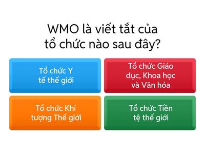 Câu hỏi trắc nghiệm phần Khí hậu