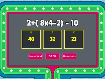 Ejercicios de operaciones combinadas