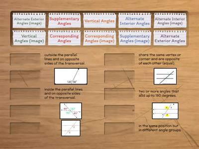Types of Angles Vocabulary Match 