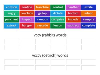 46. vccv and vcccv words sort