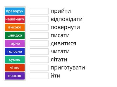 Добери до прислівника дієслово