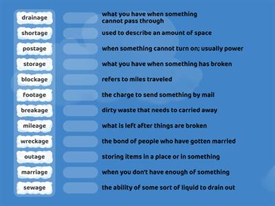 Suffix -age Match Up