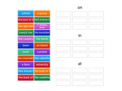 prepositions on /at / in