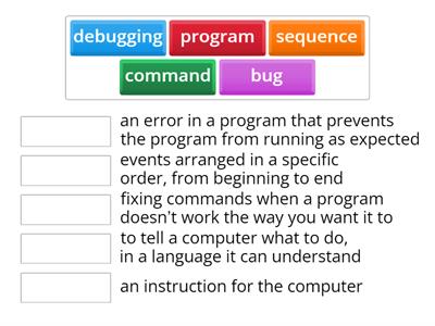 Beginning Computer Science Vocabulary Match Up