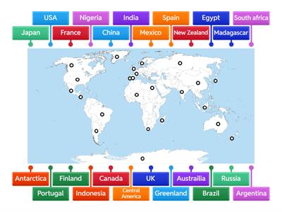 Countries on the map