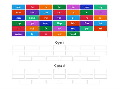 open or closed syllables 