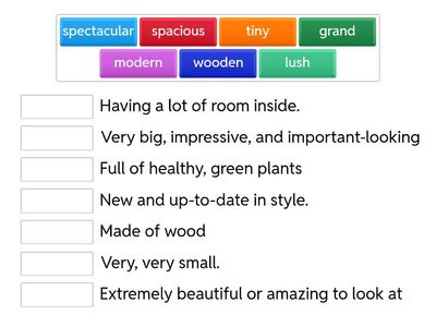 STAGE 4, Unit 3 - Match the adjectives to their meanings