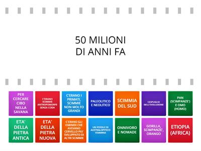 DAI PRIMATI A AUSTRALOPITECHI - SCEGLI