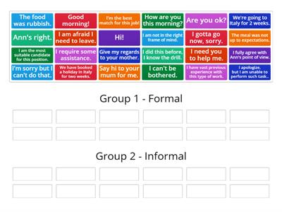 Formal and informal sentences