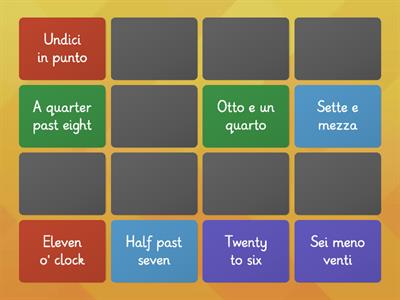 Year 10 - Expressing time: Pair up Italian & English