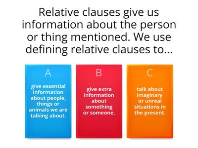 Relative Clauses : defining and non-defining RULES