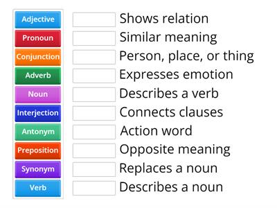 English Vocabulary Match-Up