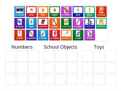 Numbers, School Objects, Toys