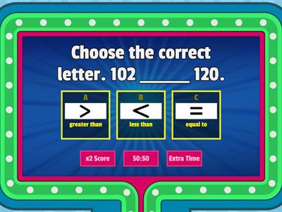 Comparing Numbers to 120 