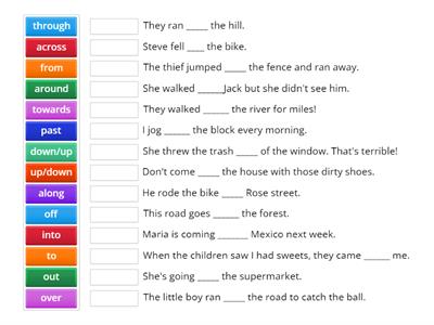 Pre-Intermediate 1 - Unit 2D - p27 - grammar: prepositions of movement 